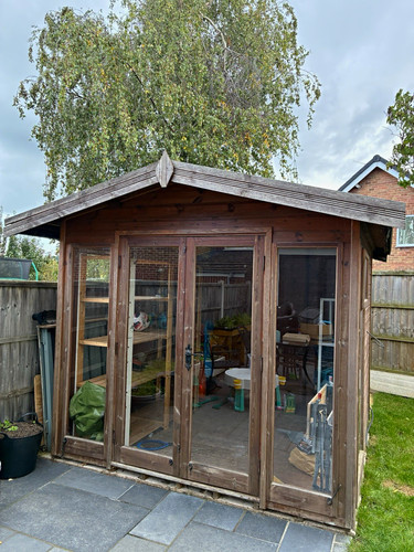 Wooden summer house garden - summer,