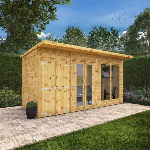Pent summerhouse with side - summerhouse,