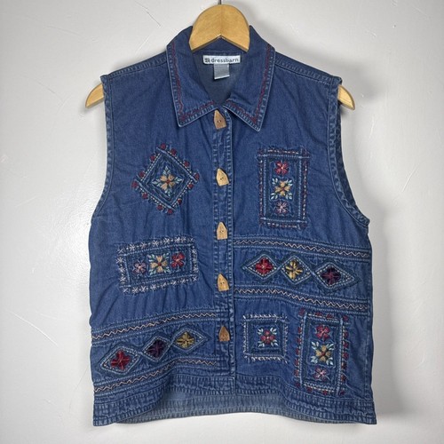 Jean vest with - vest, floral