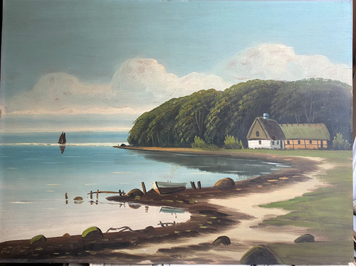Oil painting landscape village - oil,